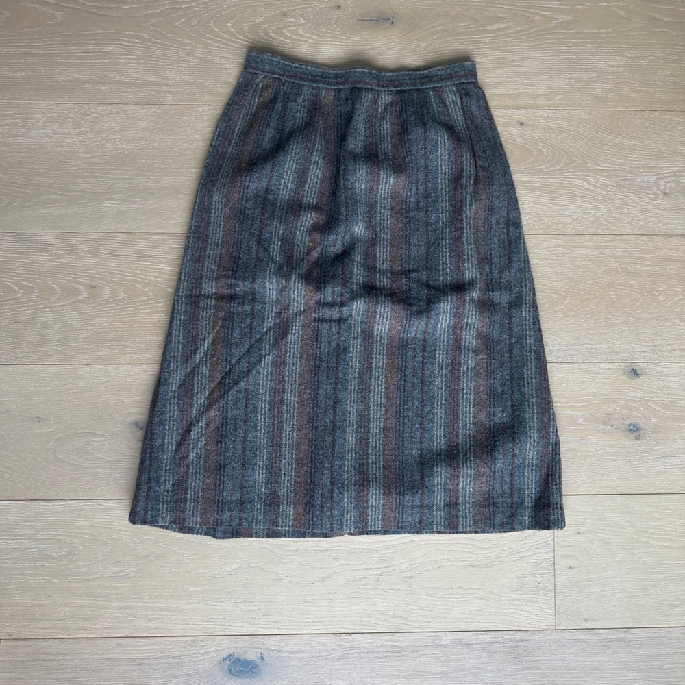 Vintage double breasted 100% wool White Stag Striped Skirt Set Sz 12 - Picture 4 of 13